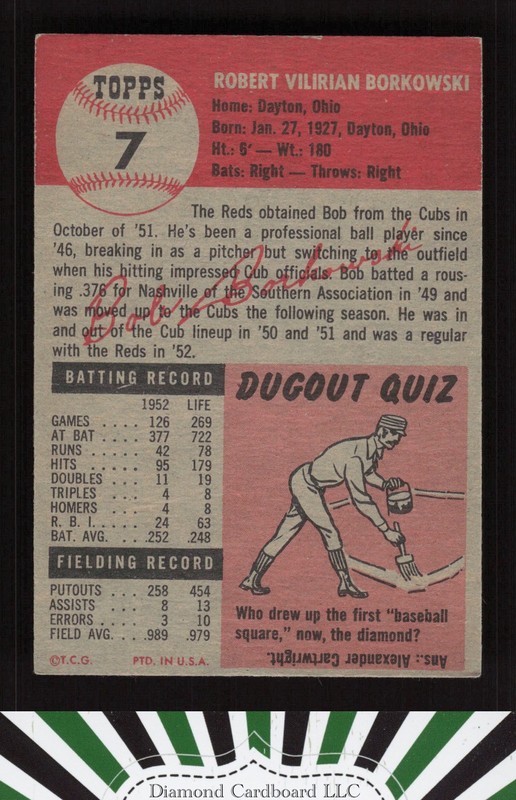 1953 Topps #7 Bob Borkowski VG+ [LOOKS NM] j, back