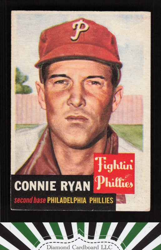 1953 Topps #102 Connie Ryan : Bio uses white text VG e, front