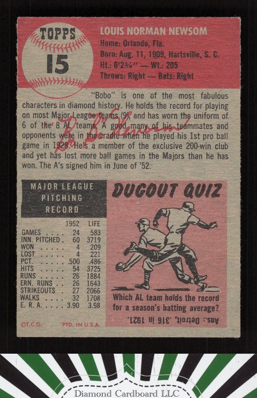 1953 Topps #15 Bobo Newsom EX [NICE CENTERING] e, back