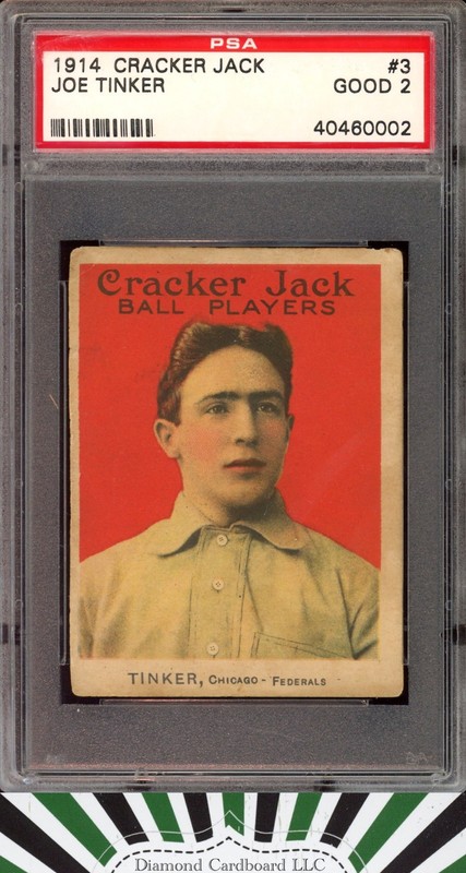 1914 Cracker Jack (E145) #3 Joe Tinker PSA 2, front