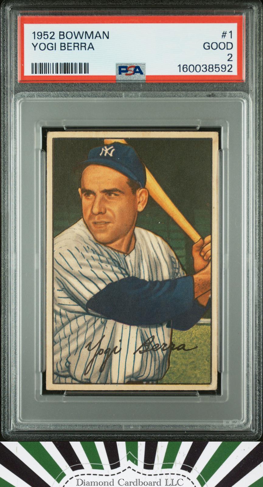 1952 Bowman #1 Yogi Berra PSA 2 [NICELY CENTERED], front