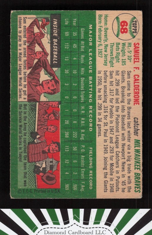 1954 Topps #68 Sammy Calderone VG c, back