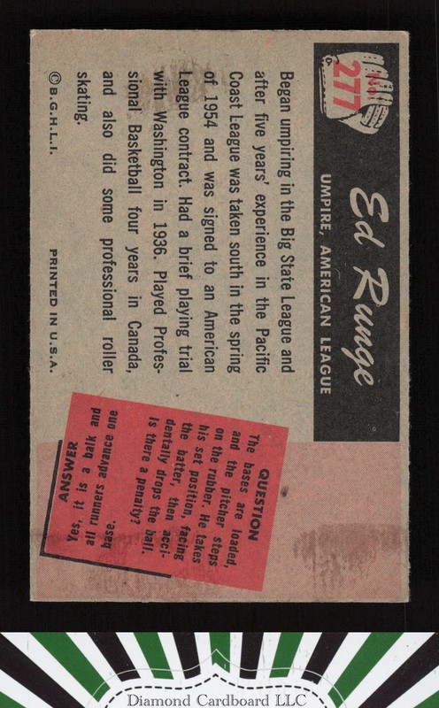 1955 Bowman #277 Ed Runge EX, back