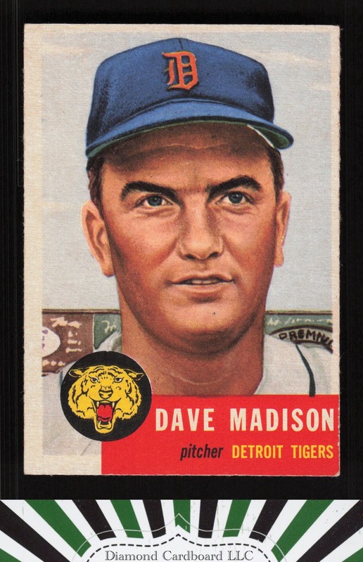 1953 Topps #99 Dave Madison : Bio uses black text VGEX+ g, front