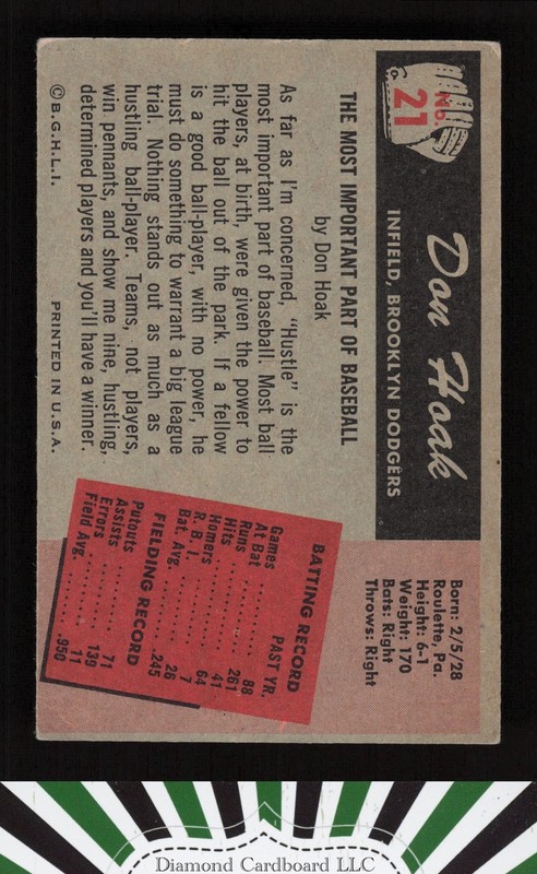 1955 Bowman #21 Don Hoak VGEX+, back