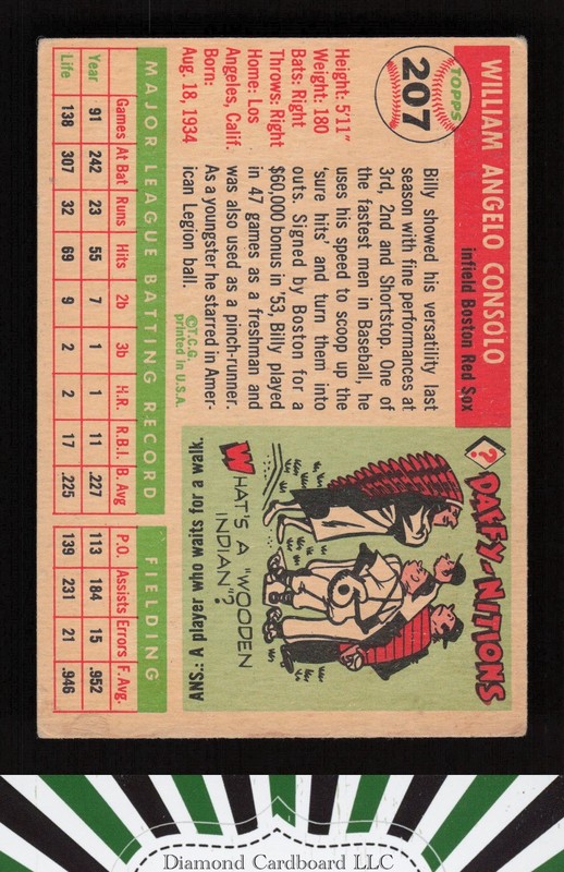 1955 Topps #207 Bill Consolo VG b, back