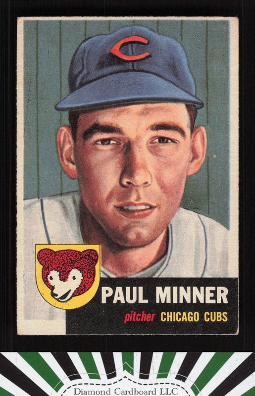 1953 Topps #92 Paul Minner : Bio uses white text VG b, front