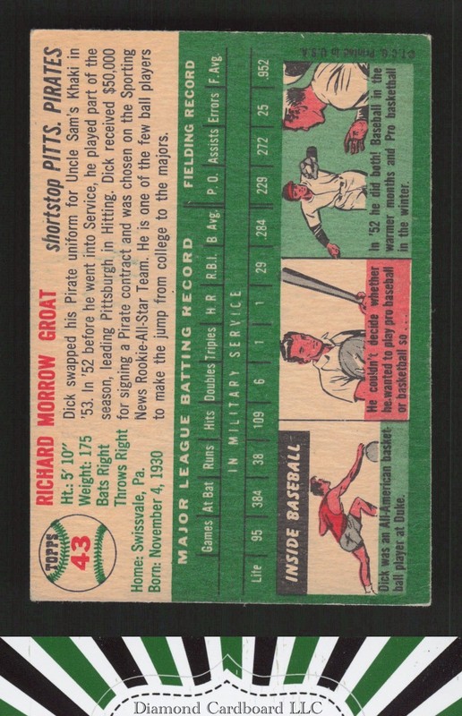 1954 Topps #43 Dick Groat VGEX (MK) c, back