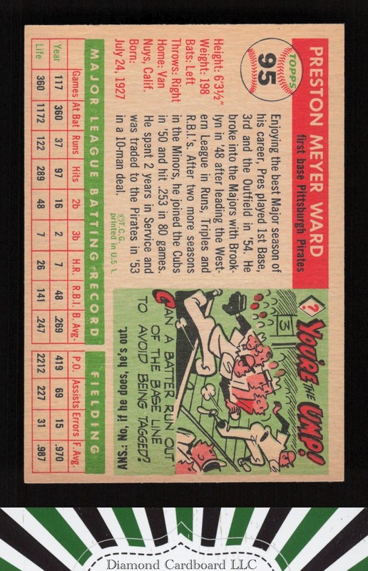 1955 Topps #95 Preston Ward VGEX+ g, back