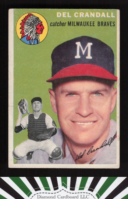 1954 Topps #12 Del Crandall VGEX b, front
