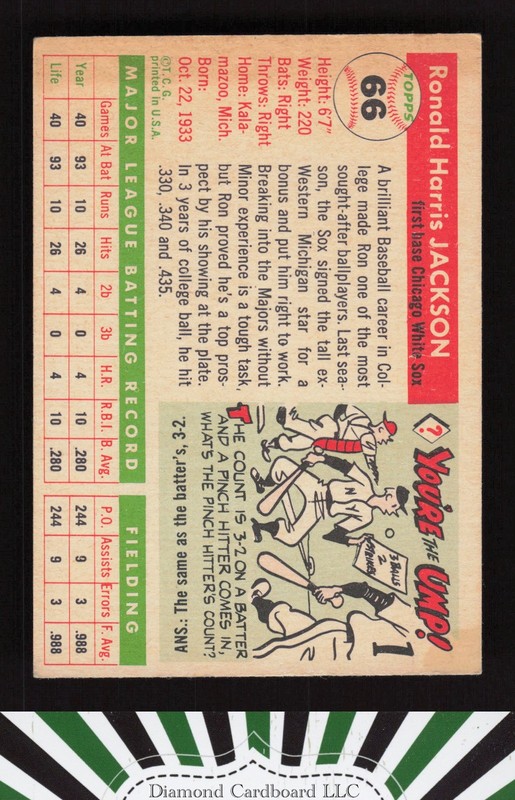 1955 Topps #66 Ron Jackson VGEX (ST) q, back