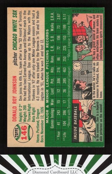 1954 Topps #146 Don Johnson EXMT l, back
