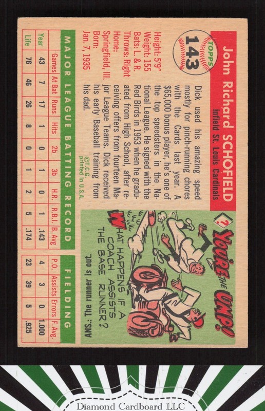 1955 Topps #143 Dick Schofield VGEX i, back