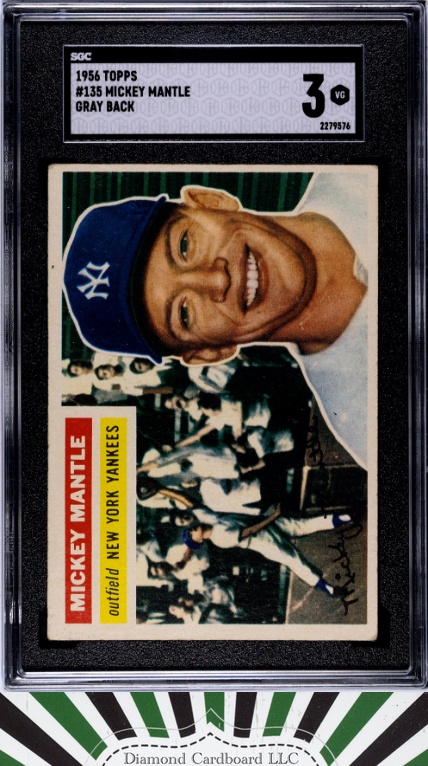 1956 Topps #135 Mickey Mantle SGC 3, front