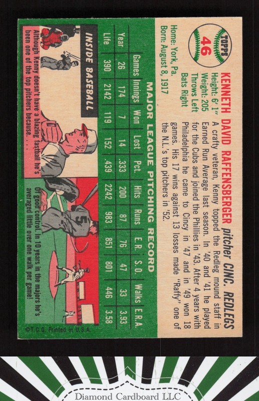 1954 Topps #46 Ken Raffensberger VGEX l, back