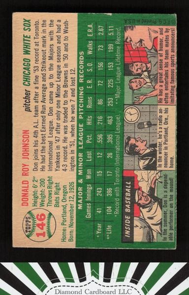1954 Topps #146 Don Johnson VG g, back
