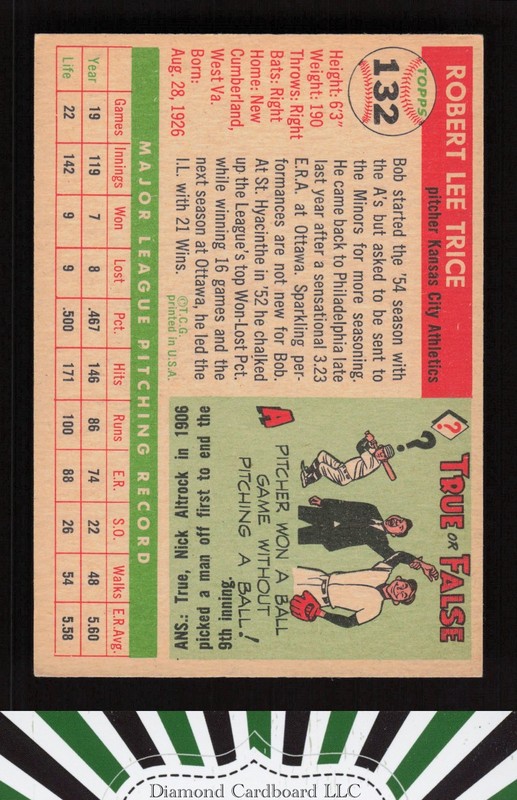 1955 Topps #132 Bob Trice EX j, back