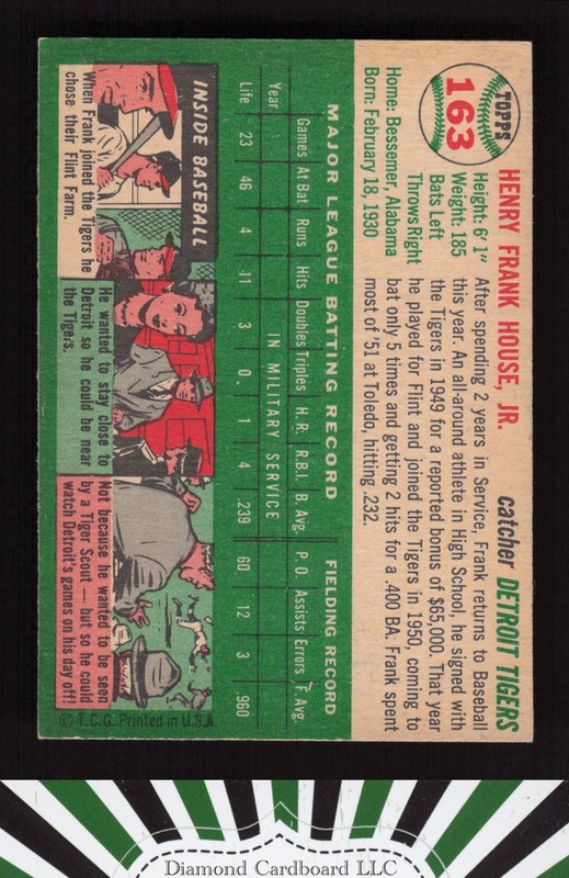 1954 Topps #163 Frank House VGEX i, back