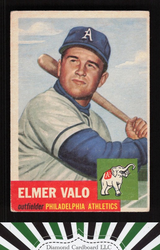 1953 Topps #122 Elmer Valo : Bio uses black text GD d, front