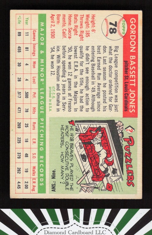 1955 Topps #78 Gordon Jones VGEX+ [CENTERED] m, back