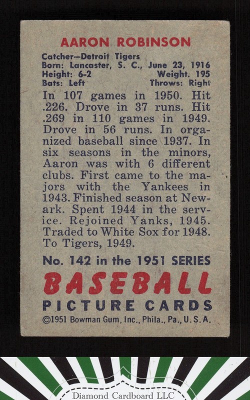 1951 Bowman #142 Aaron Robinson VGEX, back