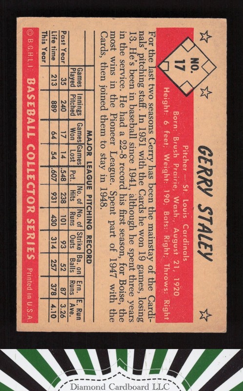 1953 Bowman Color #17 Jerry Staley VGEX [CENTERED] b, back