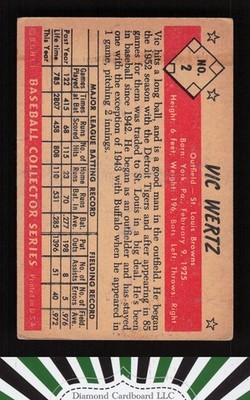 1953 Bowman Color #2 Vic Wertz GD b, back
