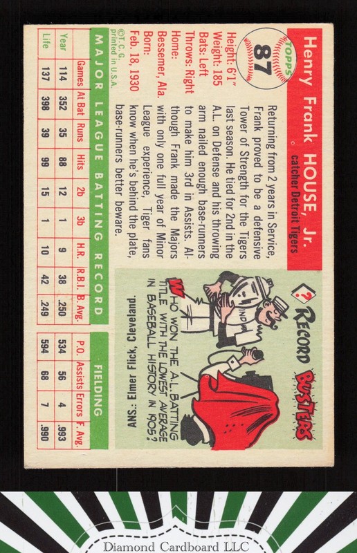 1955 Topps #87 Frank House EX j, back
