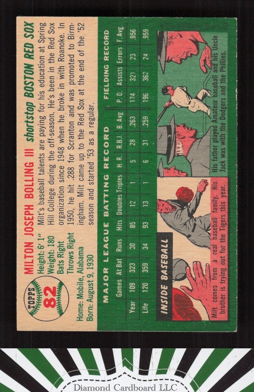 1954 Topps #82 Milt Bolling EXMT (MC) a, back