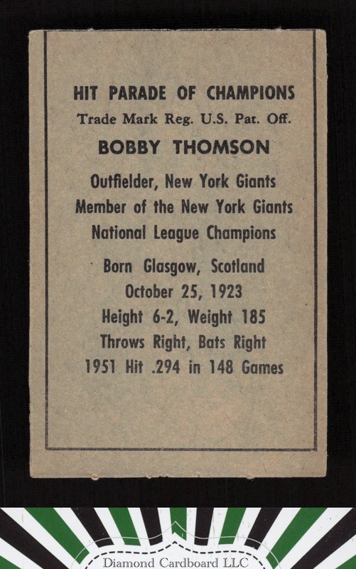 1952 Berk Ross # Bobby Thomson EX (MC), back