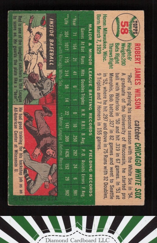 1954 Topps #58 Bob Wilson VGEX [NICELY CENTERED] b, back