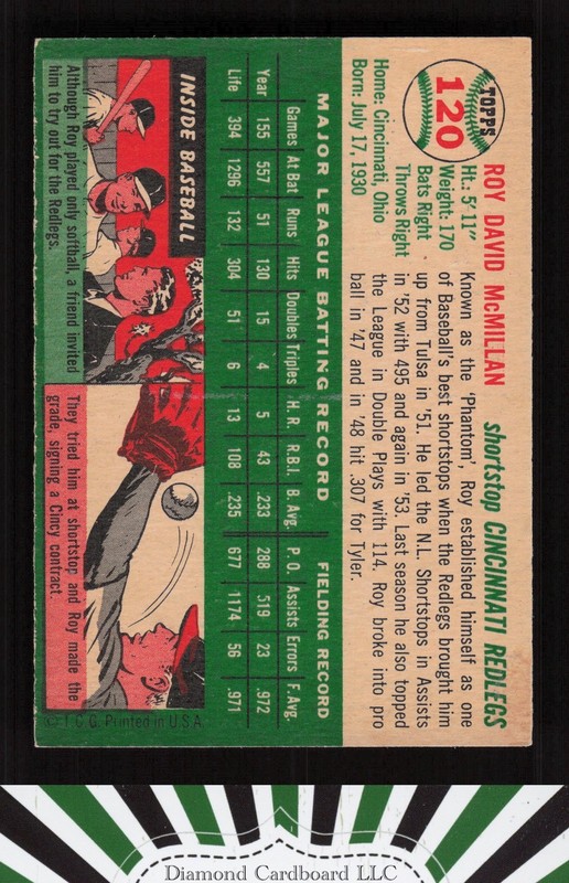 1954 Topps #120 Roy McMillan NM (ST) a, back