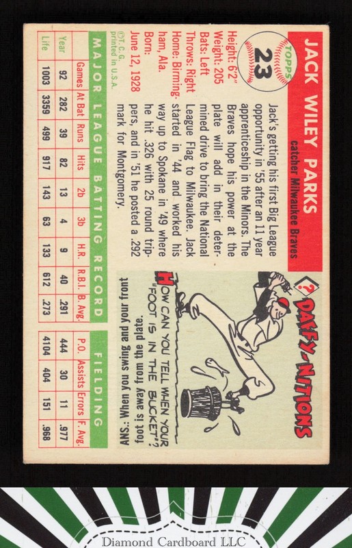 1955 Topps #23 Jack Parks VGEX q, back