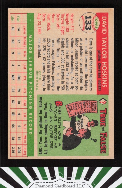 1955 Topps #133 Dave Hoskins EX+ k, back
