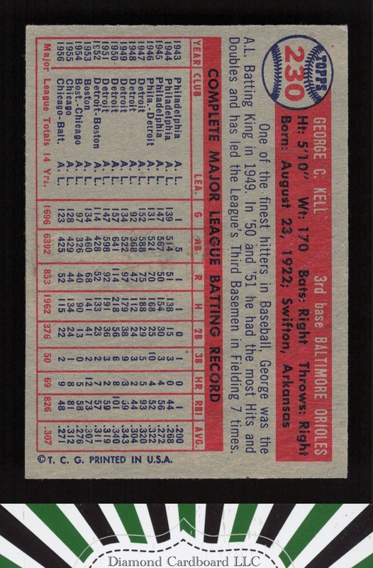 1957 Topps #230 George Kell EX+ j, back