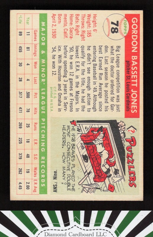 1955 Topps #78 Gordon Jones VGEX+ i, back