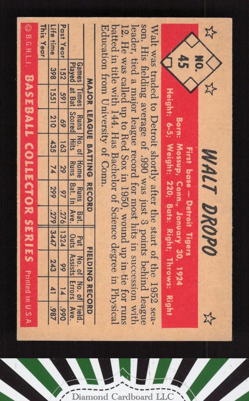 1953 Bowman Color #45 Walt Dropo EX a, back