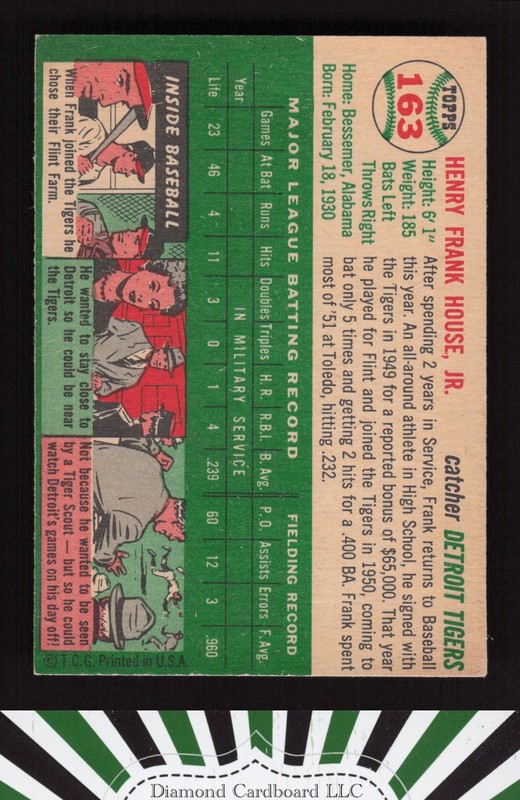 1954 Topps #163 Frank House VGEX m, back