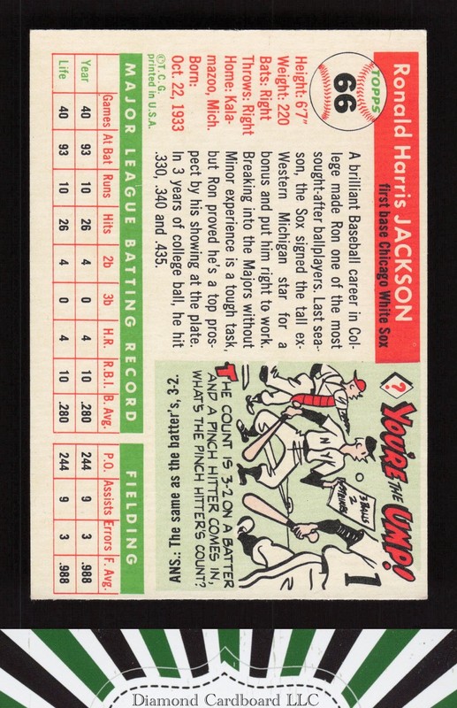 1955 Topps #66 Ron Jackson VGEX+ p, back