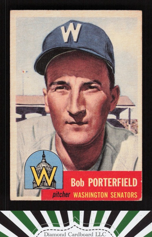 1953 Topps #108 Bob Porterfield : Bio uses black text VGEX h, front
