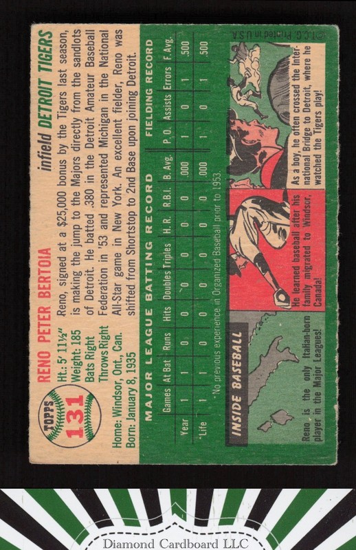 1954 Topps #131 Reno Bertoia VGEX i, back