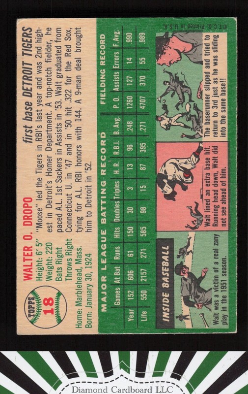 1954 Topps #18 Walt Dropo VGEX j, back