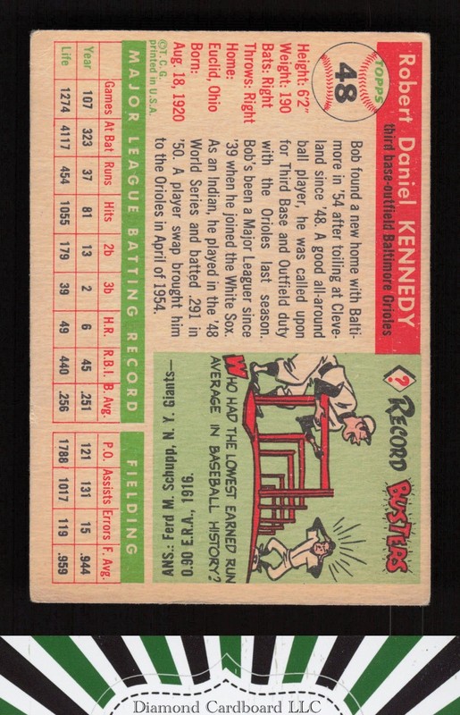 1955 Topps #48 Bob Kennedy VG+ i, back