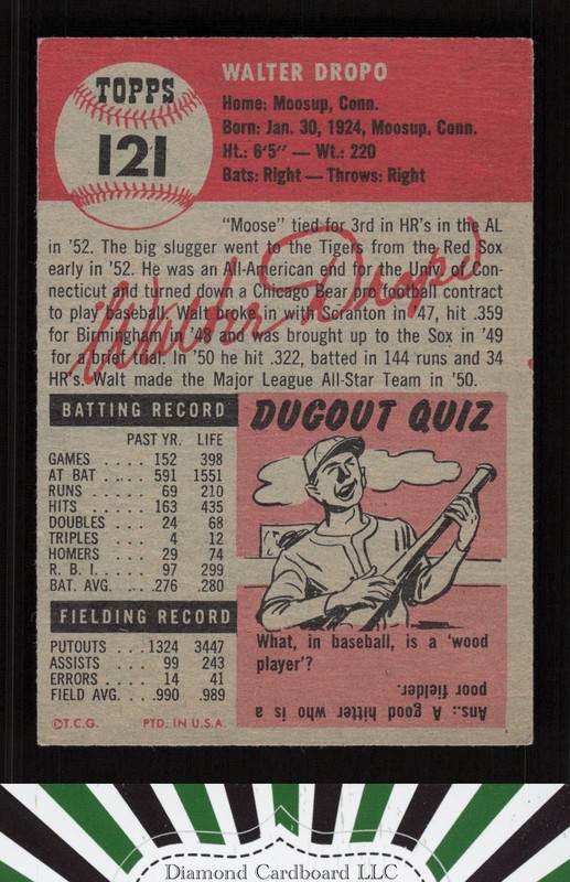 1953 Topps #121 Walt Dropo : Bio uses black text VGEX f, back