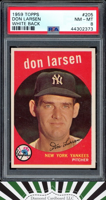 1959 Topps #205 Don Larsen PSA 8 White Back [SHARP & STUNNING], front