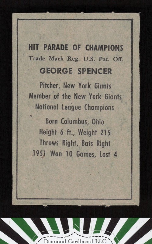 1952 Berk Ross George Spencer EX, back
