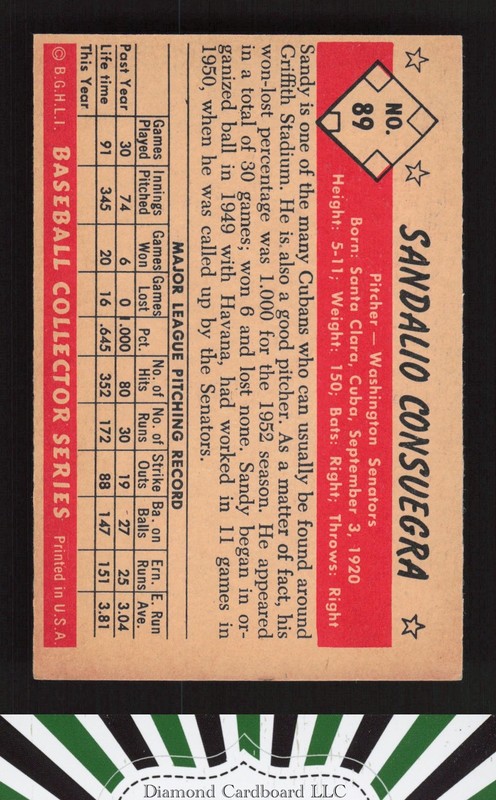 1953 Bowman Color #89 Sandy Consuegra EX a, back