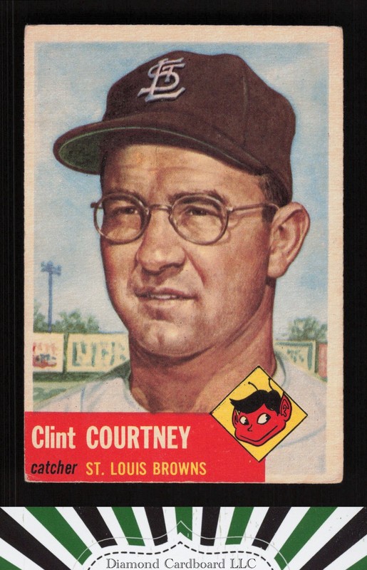 1953 Topps #127 Clint Courtney : Bio uses white text VGEX c, front