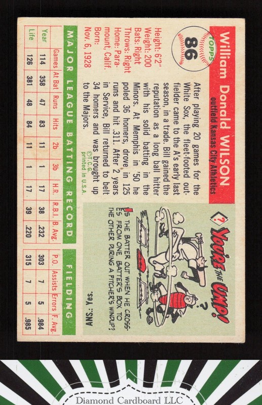 1955 Topps #86 Bill Wilson VGEX+ s, back