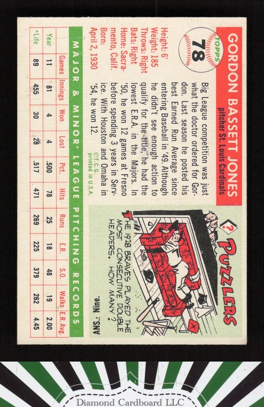 1955 Topps #78 Gordon Jones EX k, back